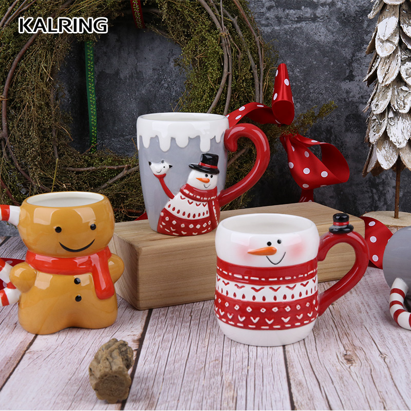 Kalring Christmas stoneware mug with special handle for wholesale
