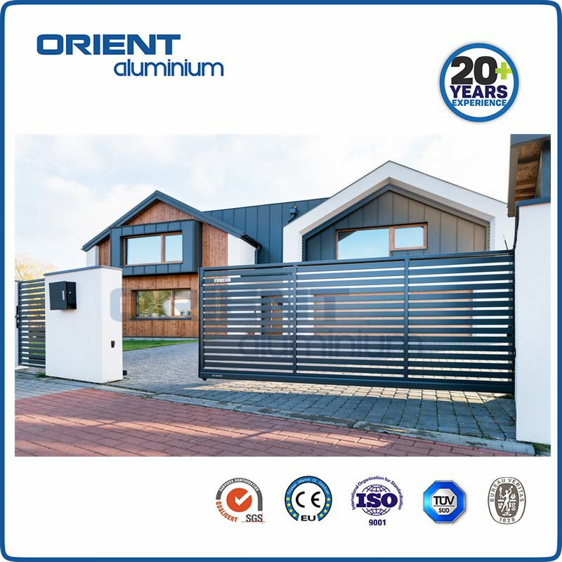 Modern Metal Aluminium Driveway Main Front Gates Design House Driveway Automatic Sliding Gate