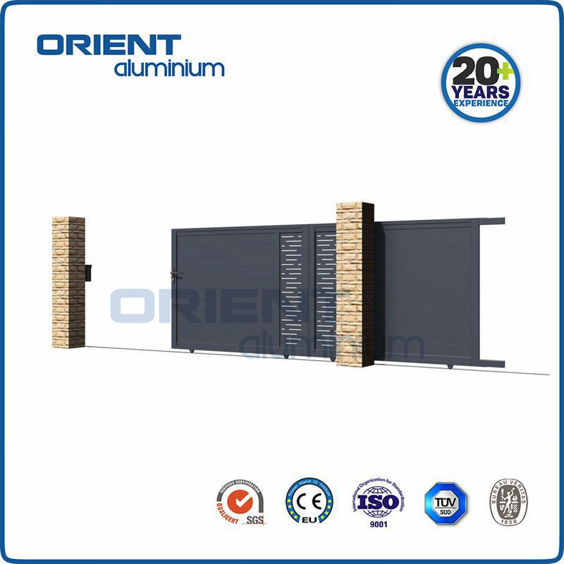 New Arrival Customized Decorative Courtyard Entrance Aluminum Fence Gate Driveway Sliding Gate