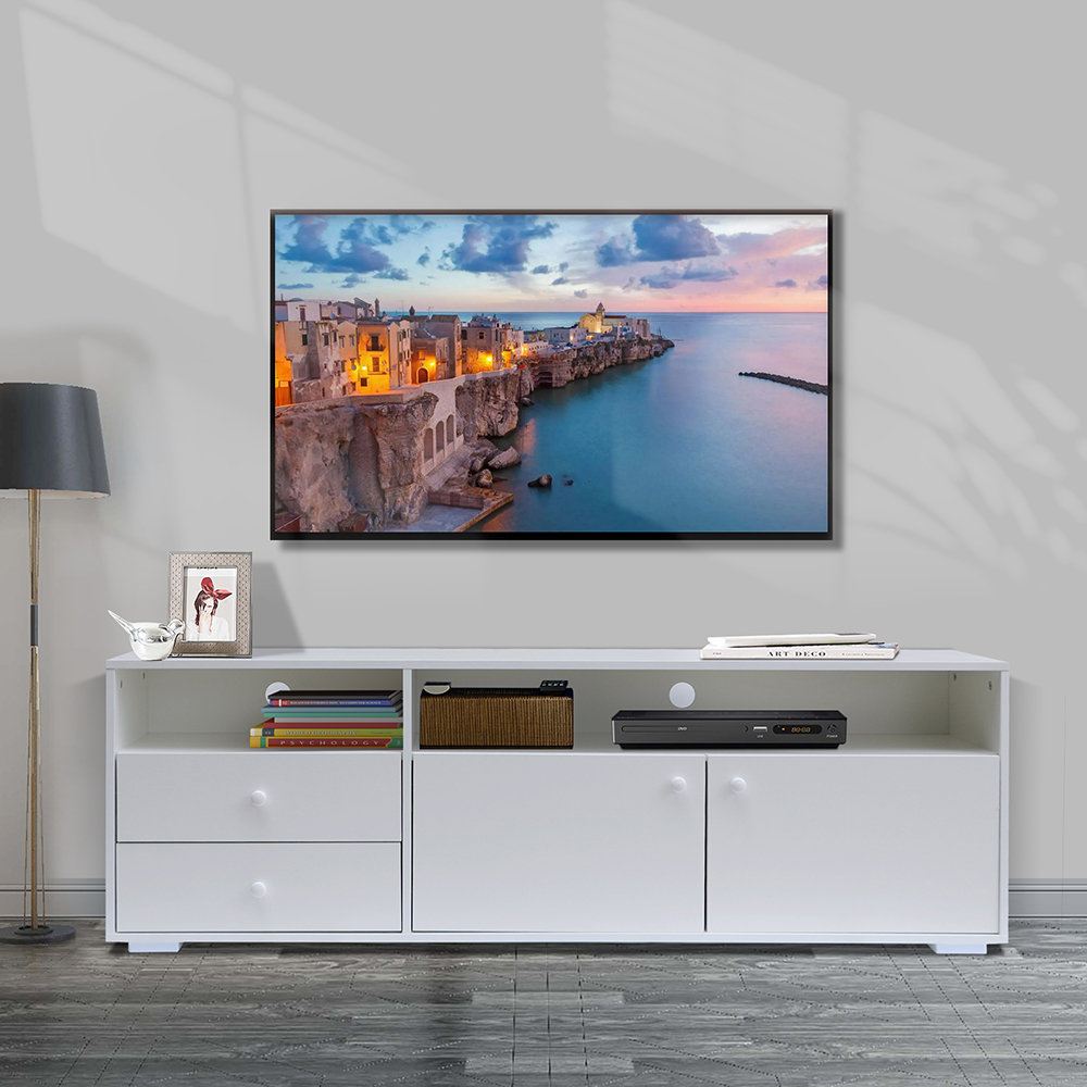 63‘’ TV Stand , White TV Cabinet
