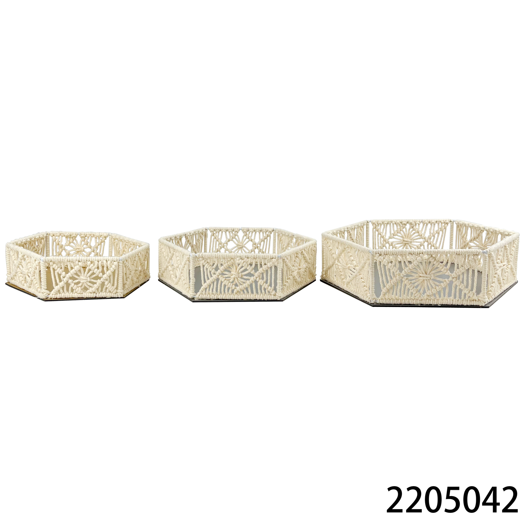 S/3 hexagonal Cotton Rope tray