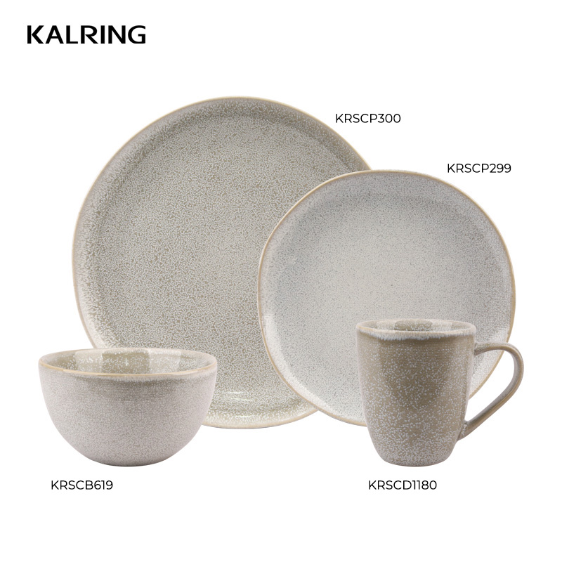 Kalring stoneware tableware reaction glaze stuff irregular edges plate for wholesale for daily use