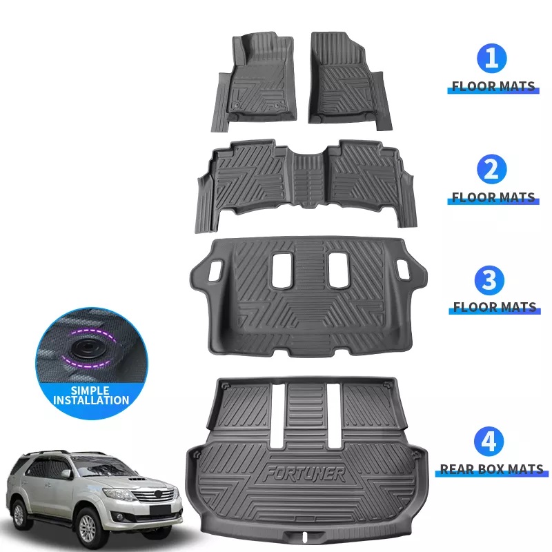 fortuner car mat, trunk mat, 3d floor mat, anti-slip mat,rubber mat