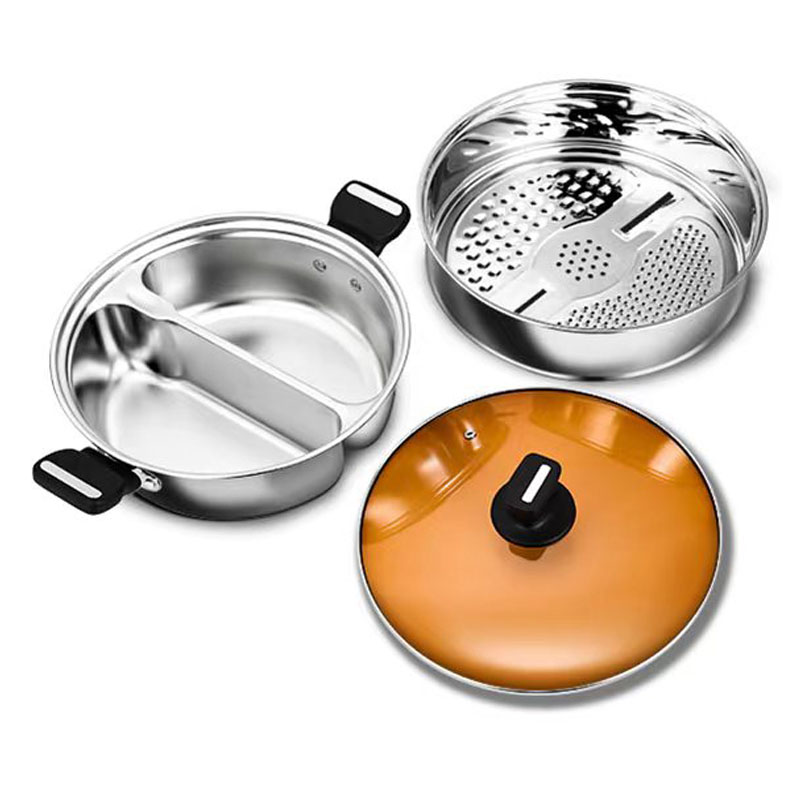 Stainless Steel One-Piece Mandarin Duck Pot Hot Pot W/ Or W/O Steamer