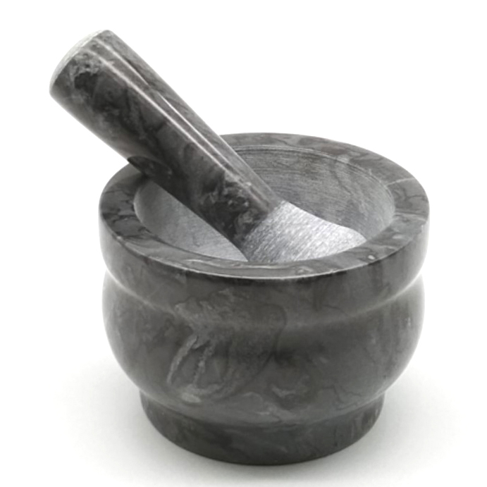 Dual Use Marble Stone Mortar And Pestle Black Color Crush Spices Garlic Herb Spice Grinder