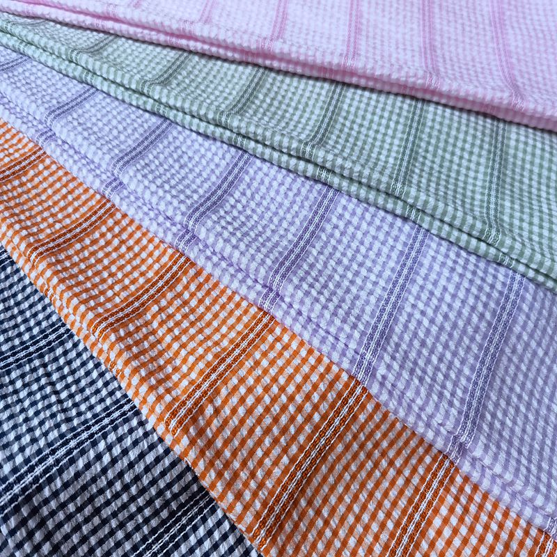 Polyester seersucker shirting fabric