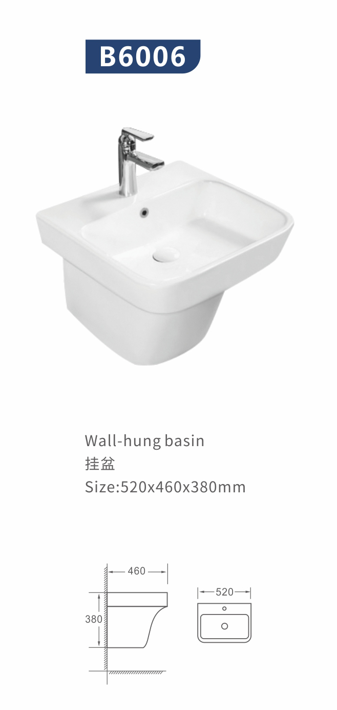 Wall hung basin, half pedestal basin, , short pedestal basin, lavatory hung, sink