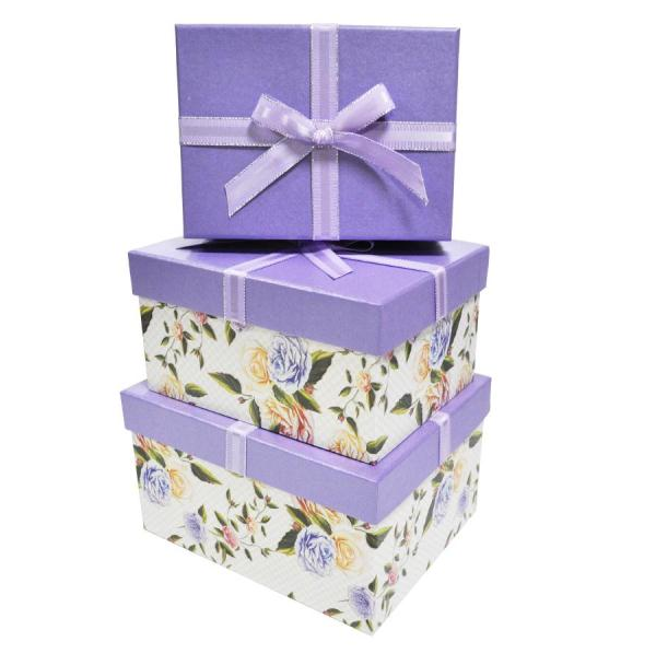 Elegant flower square gift box with bowknot