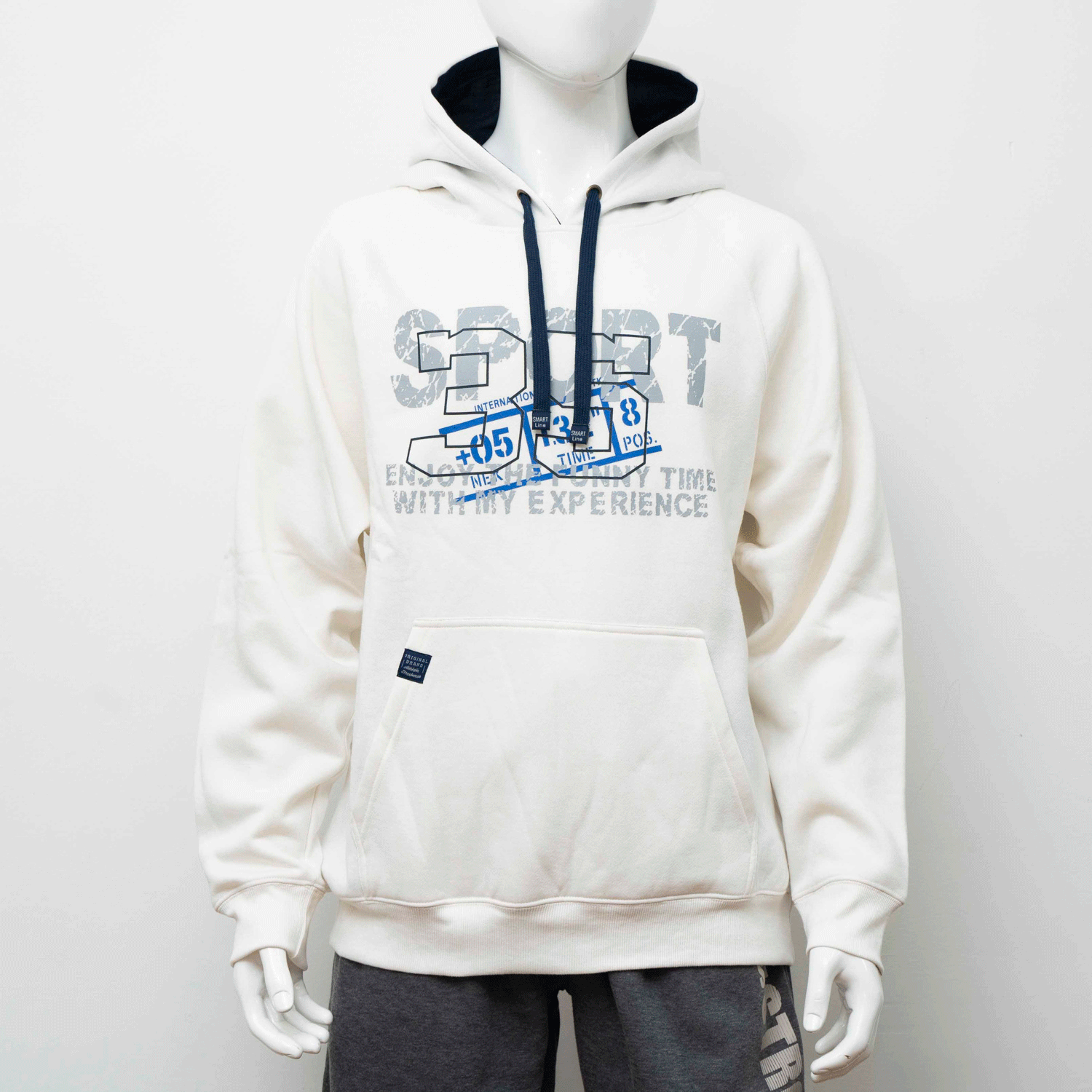 Mens White Colour Zip Jacket With Print And Fleece