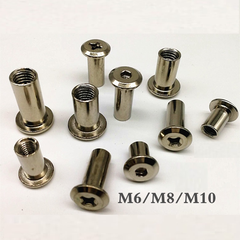Flat head hexagonal stainless screw barrel nut