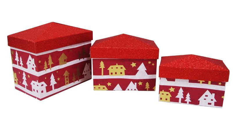 Christmas house-shape gift box set