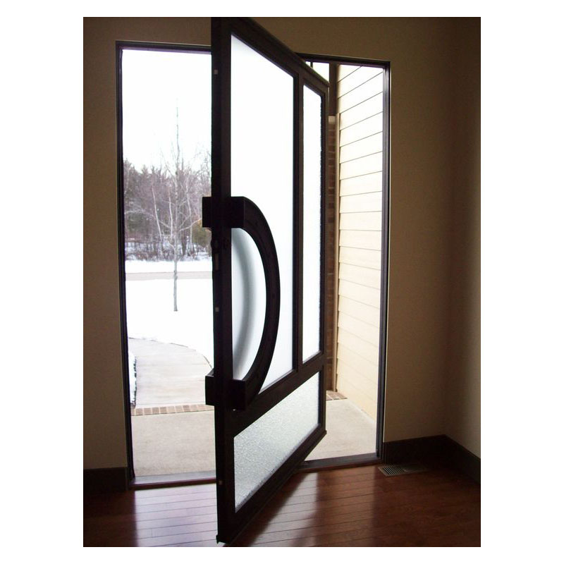 Square top single Main Entry Modern Design wrought iron Pivot doors
