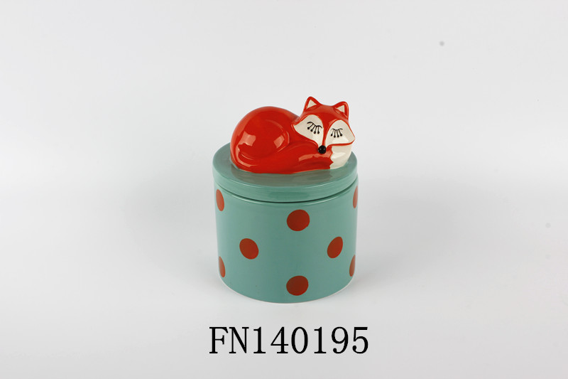 Ceramic fox design cookie jar with 4 size
