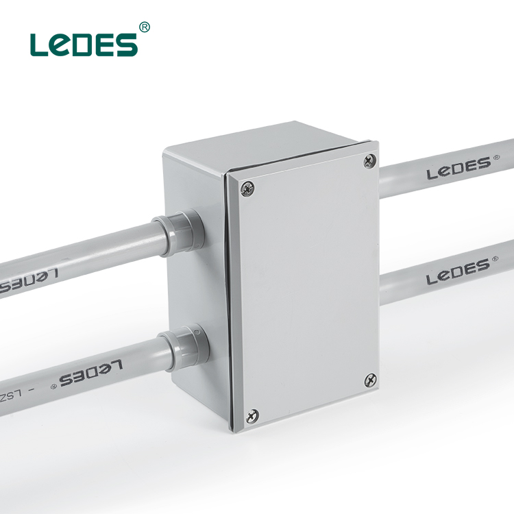 Ledes108*108*76mm LSZH Electrical Box Outdoor Shallow IP67 Adaptable Boxes for Conduit Pipe - Grey