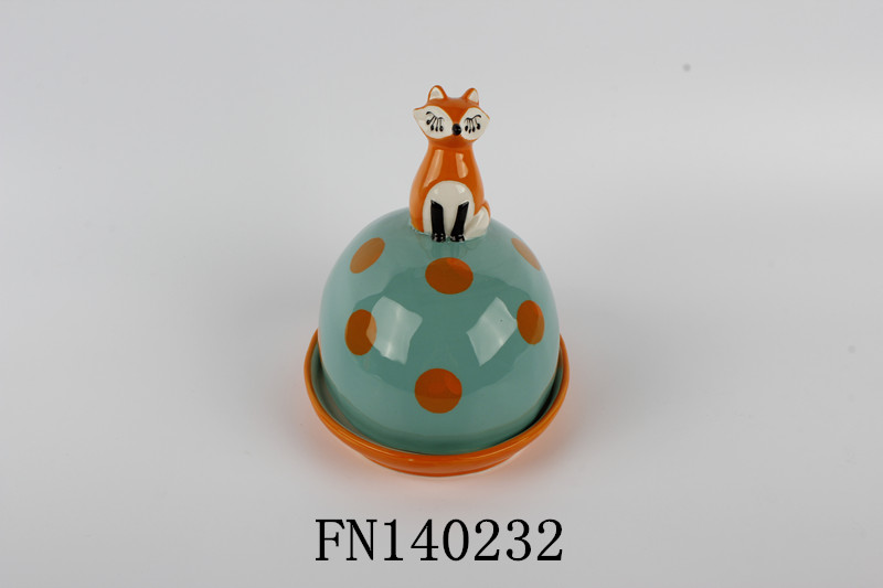 Ceramic fox butter dish