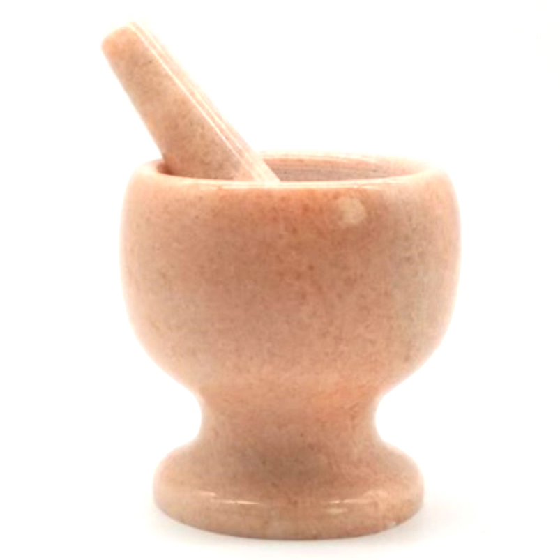 Natural Marble Stone Mortar And Pestle Marble Bowl And Pestle Polished Orange Color