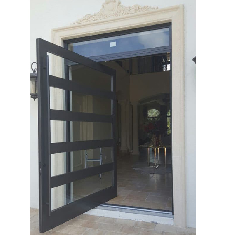 Front Glass Entrance iron Pivot door Wrought Iron Door