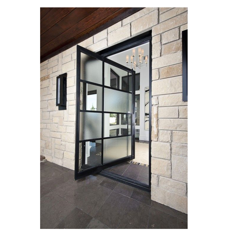 Commercial safety iron glass main front door design