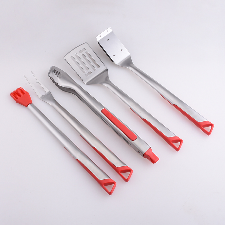 New product stainless steel 5piece red bbq tools set