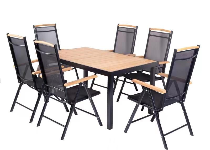 Milano 7PC Patio Dinning furniture set ,4 folding dining chairs&plastic wood Dinner Table