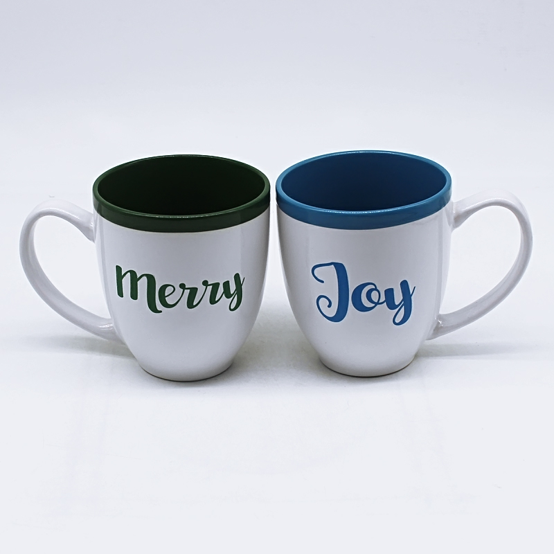 Ceramic solid color coffee mug with decal printing