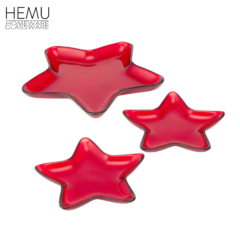 Red Star Glass Serving Dishes