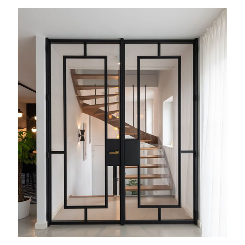 Iron front pivot door wrought iron double swing door Glass security door