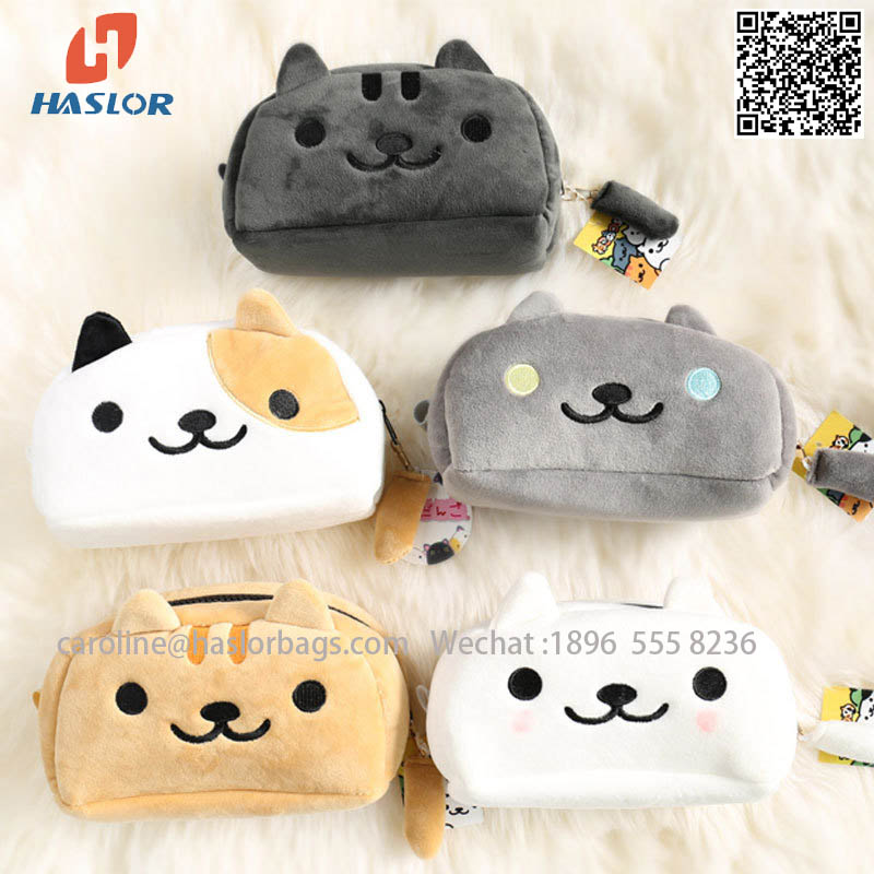 Creative cat pen bag cartoon cute plush makeup bag plush bag