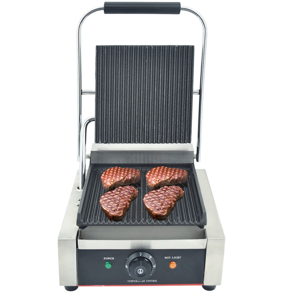 Grooved electric panini grill hamburger sanwich beef