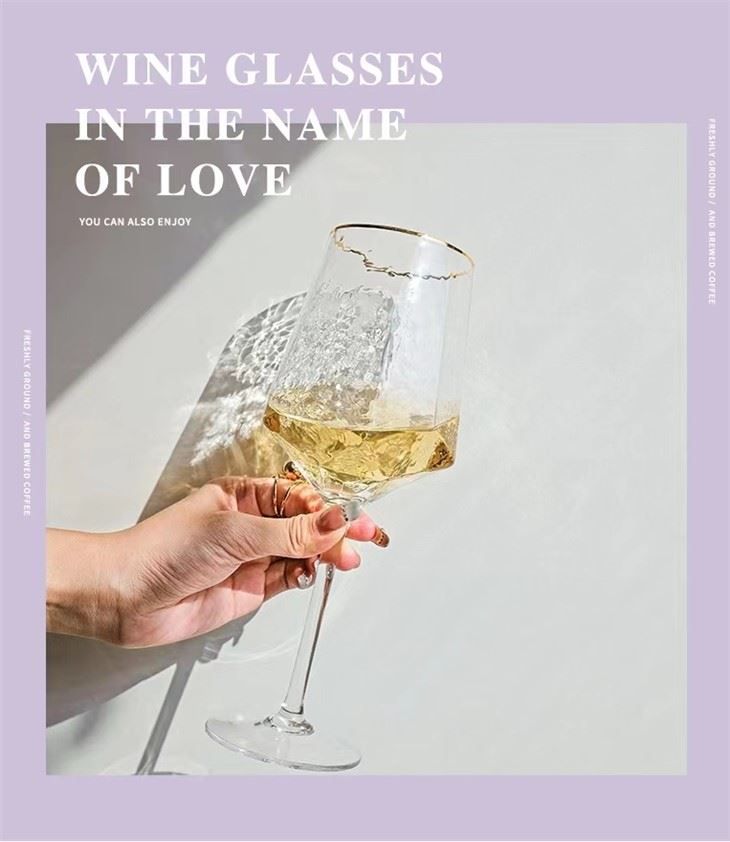 Hammer grain crystal glass goblet