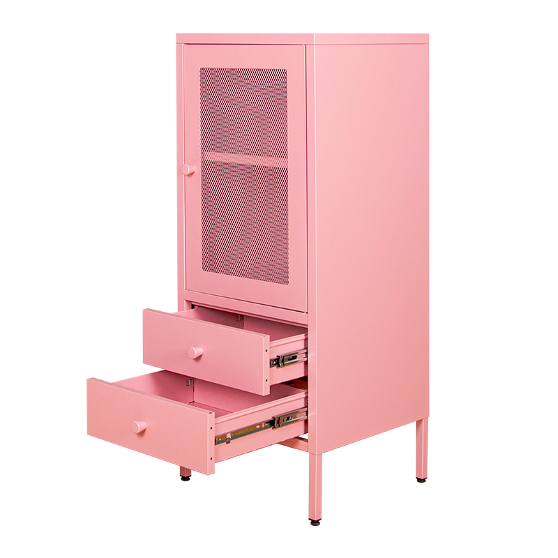 Mesh door 2drawers side cabinet
