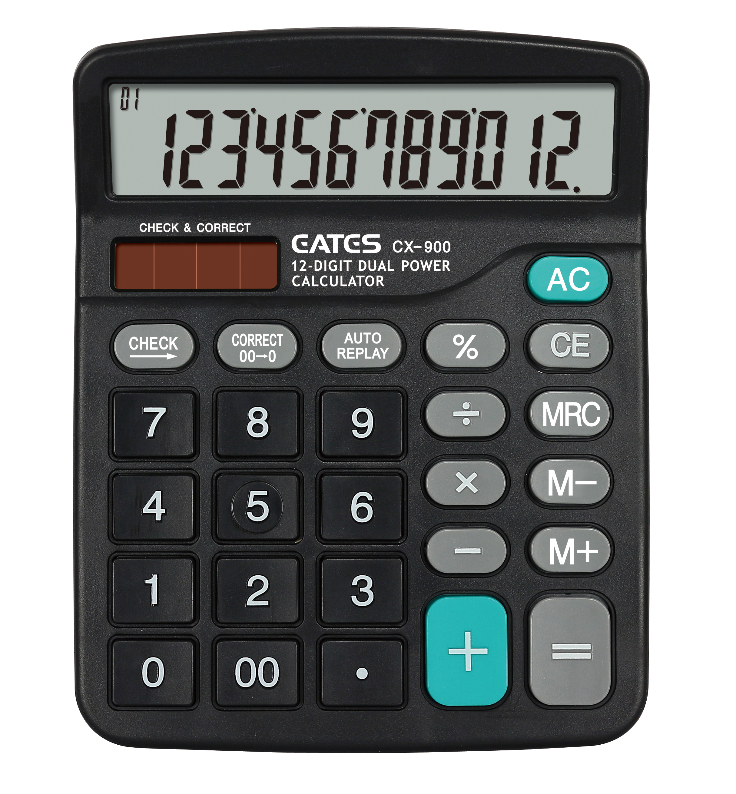 Small Size Solar Check & Correct Calculator 12 Digits