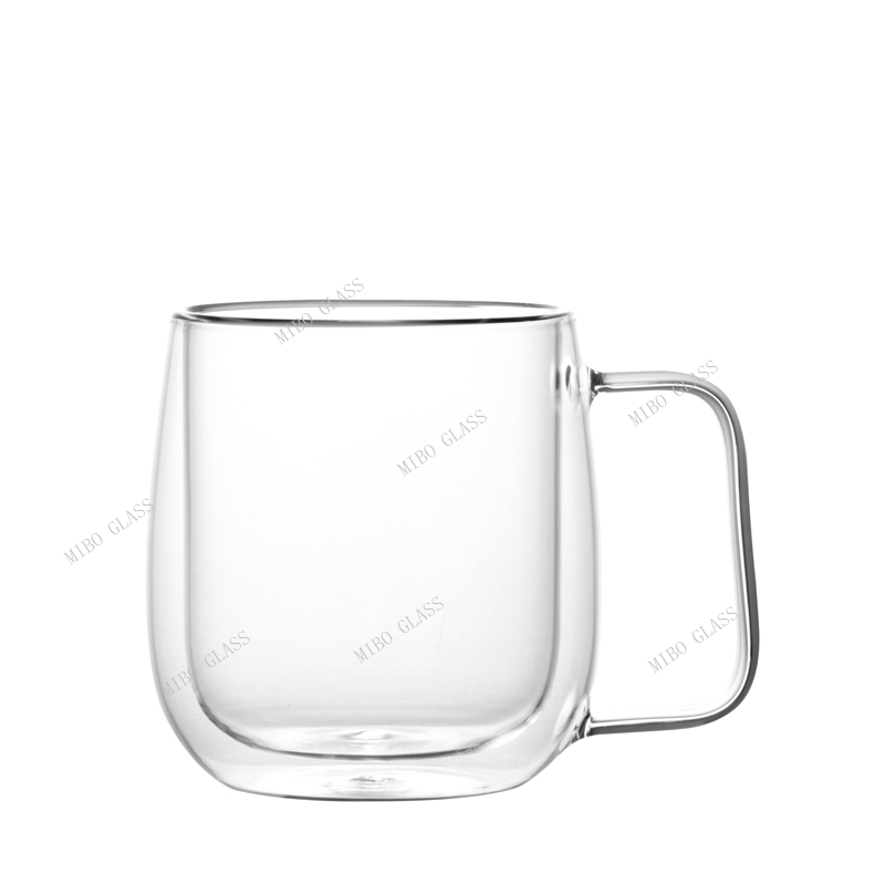 Double wall glass cup borosilicate coffee glass Coffee glass mug double walled coffe cup with handle