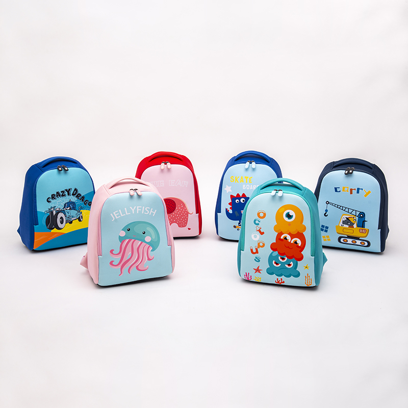 Cartoon cute animal printing design large capacity soft children's neoprene backpack series