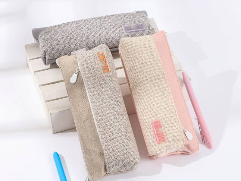 Custom textile shuttle time inverted trapezoidal canvas pencil case for school