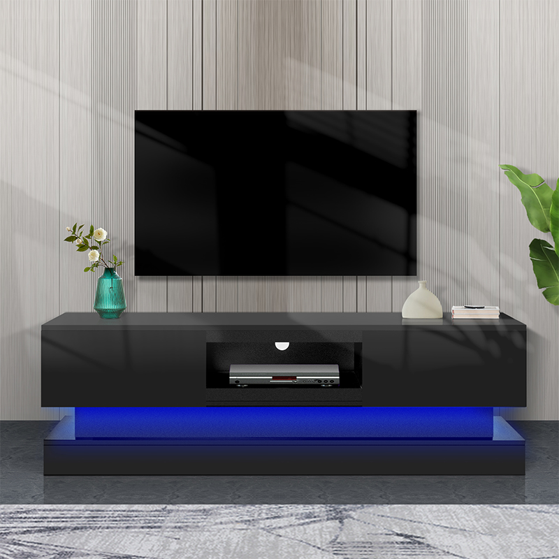51.5''/63‘’ LED TV Stand , Black Glossy TV Cabinet