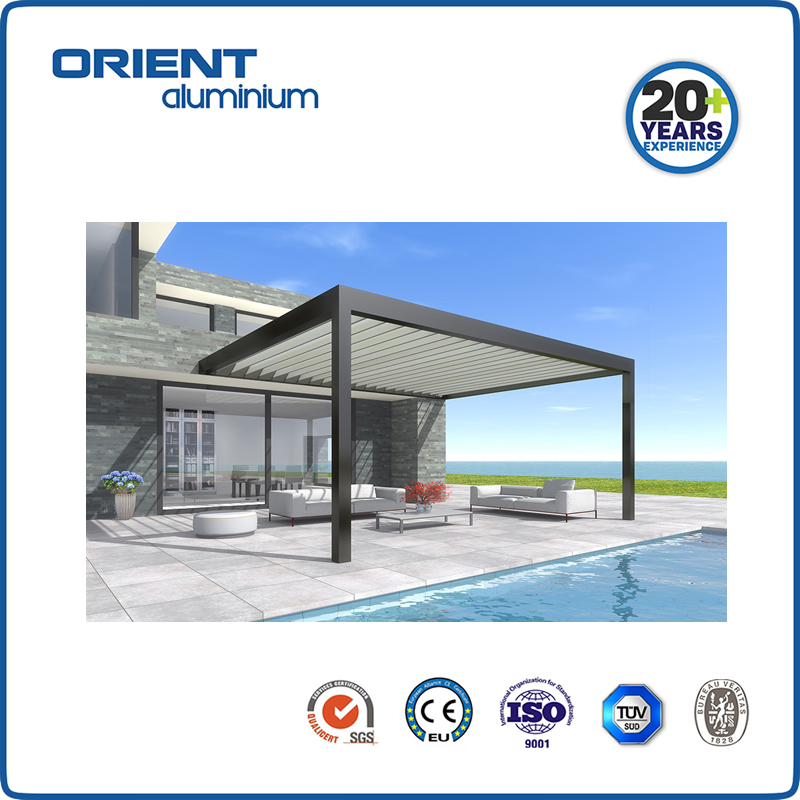Customize Adjustable Outdoor Gazebo Waterproof Louvered Roof Motorized Bioclimatic Aluminium Pergola