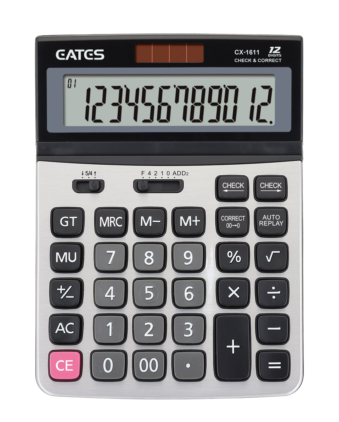 12-Digits Adjustable Angle Display Electronic Calculator 112 Steps Check Solar Desktop Calculator