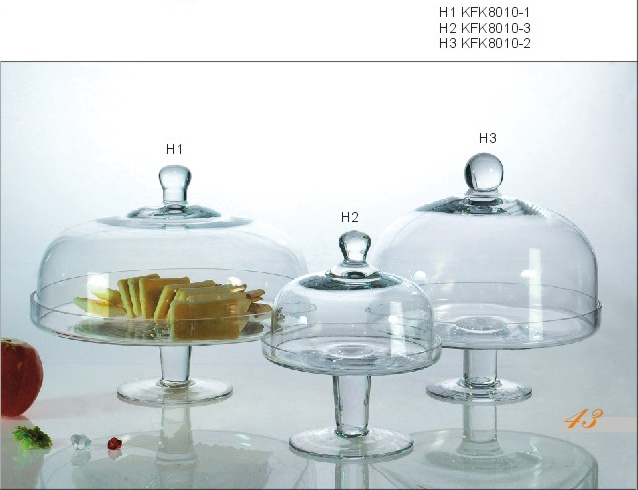 Glass cake stand and dome