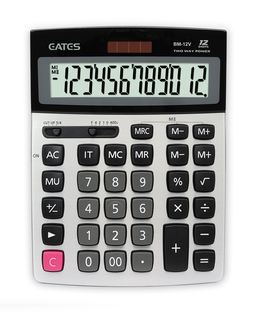 Big size 12 digits Calculator With Metal Panel and retractable bracketOffice BM-12V