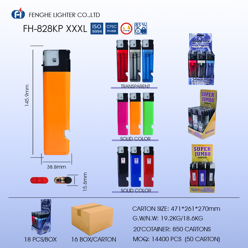 Oversized electronic lighter electronic lighter that can open bottles