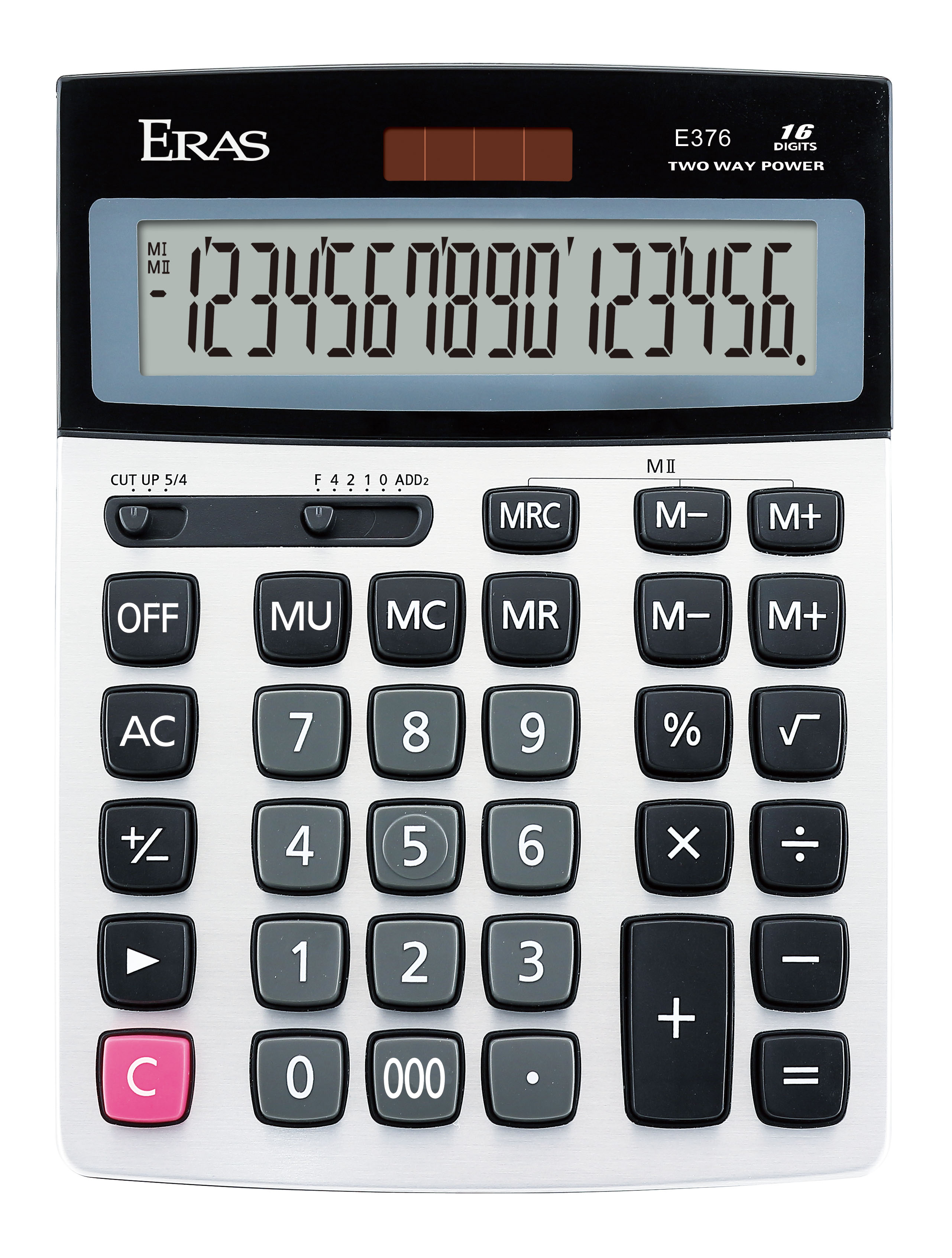 Dual power big LCD display 16 digit calculator with aluminum panel BM-16V