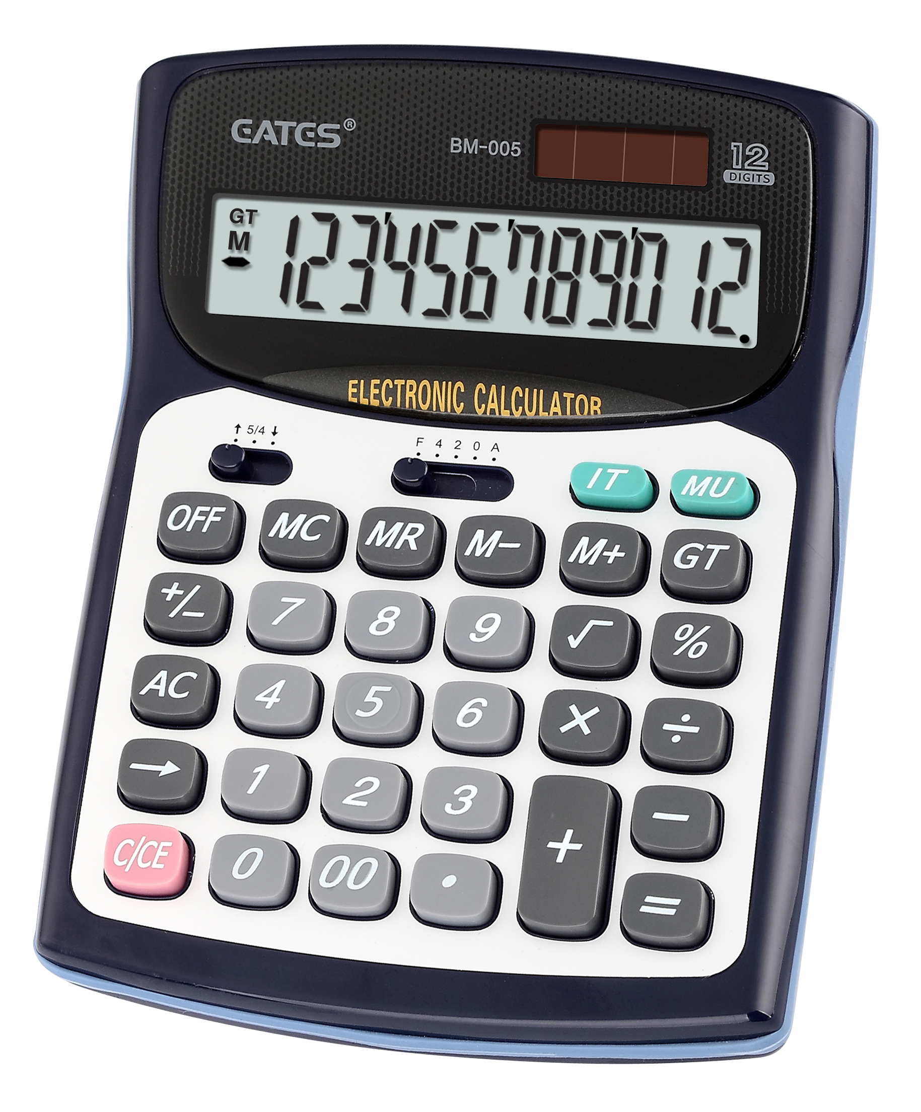 Solar Power Big Calculator 12 digits Metal Panel desktop office calculator