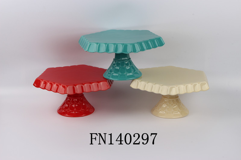 ceramic cake stand with various color
