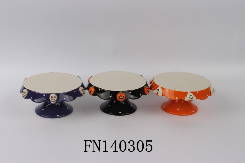 ceramic halloween cake stand