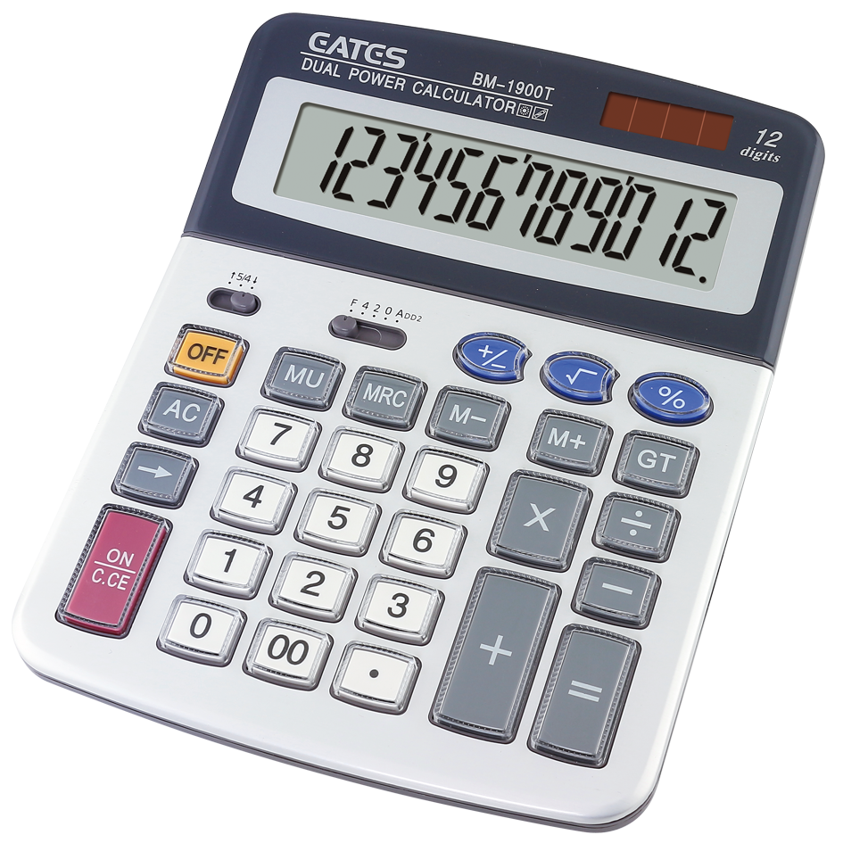 Transparent button 12 digits Calculator With Metal Panel for Accounting Use 1900T