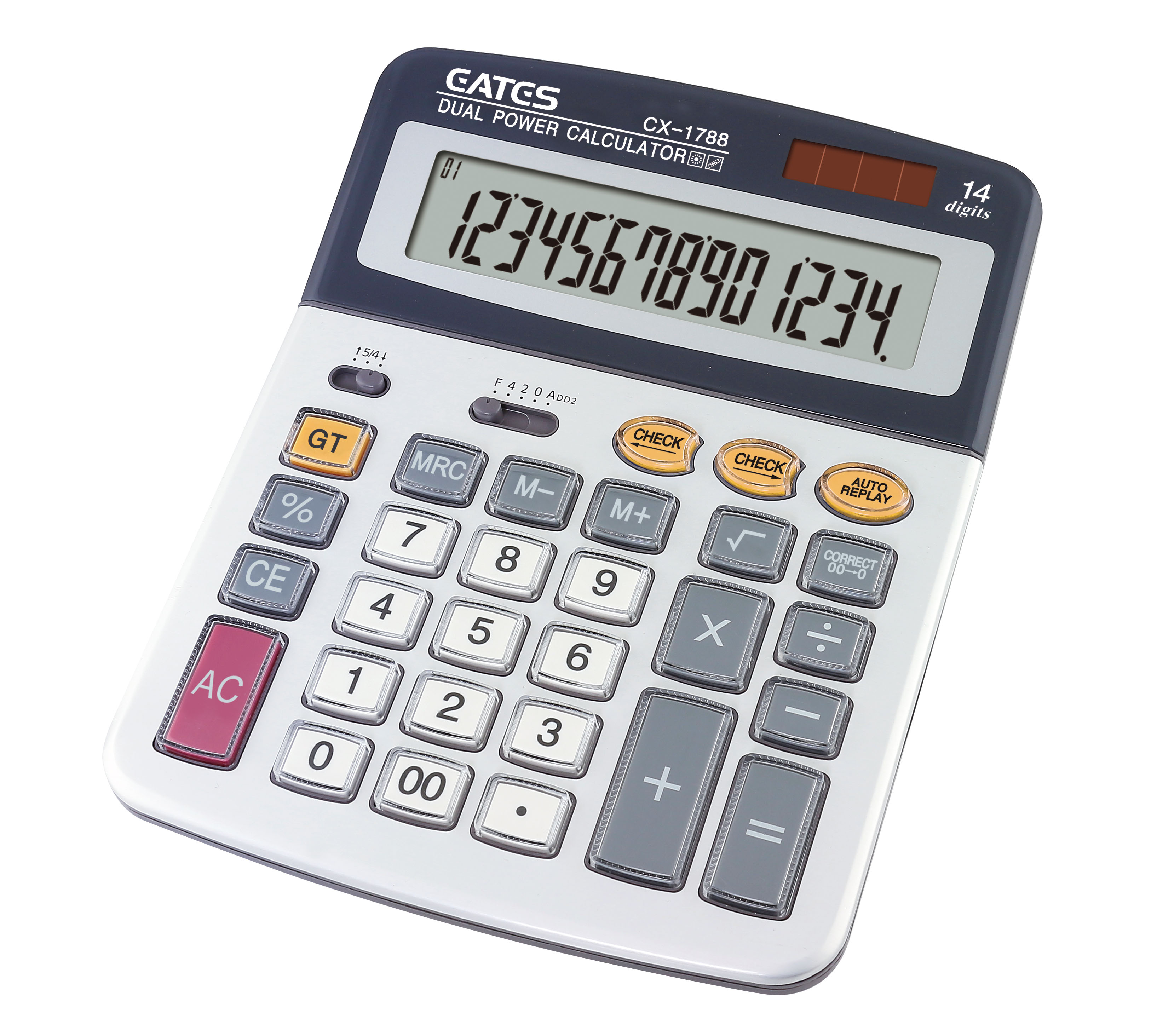 Double zero function 14 digit checking calculator with transparent key
