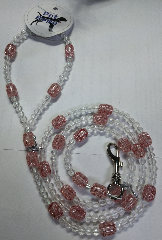 Pink Crystal Acrylic Beads Dog Leash 120cm