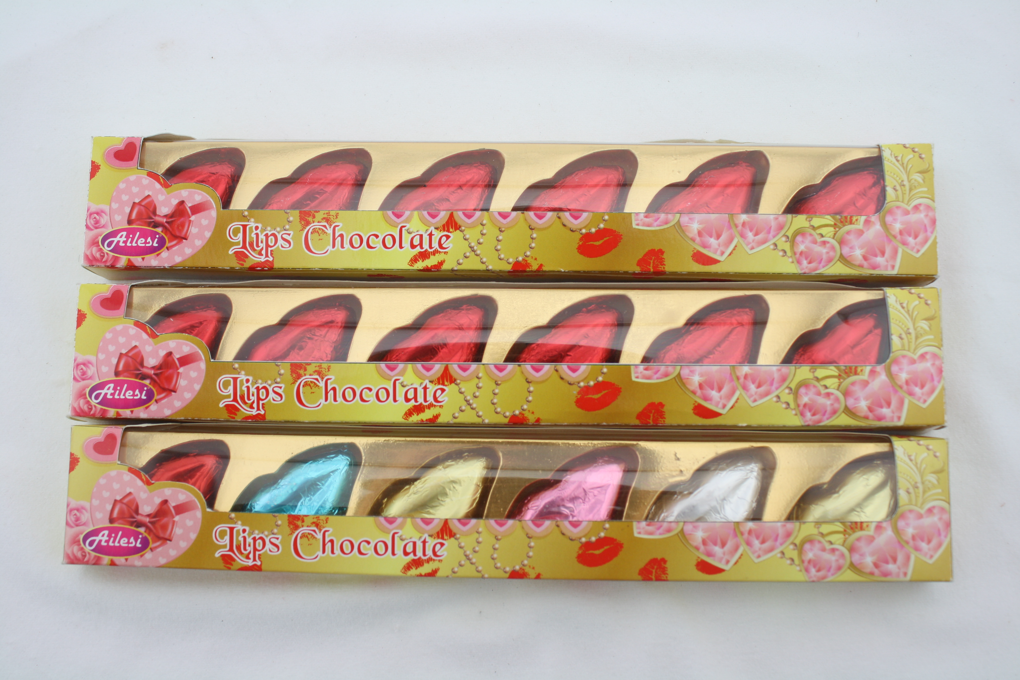 Lip shape chocolate Long Box， milk chocolate