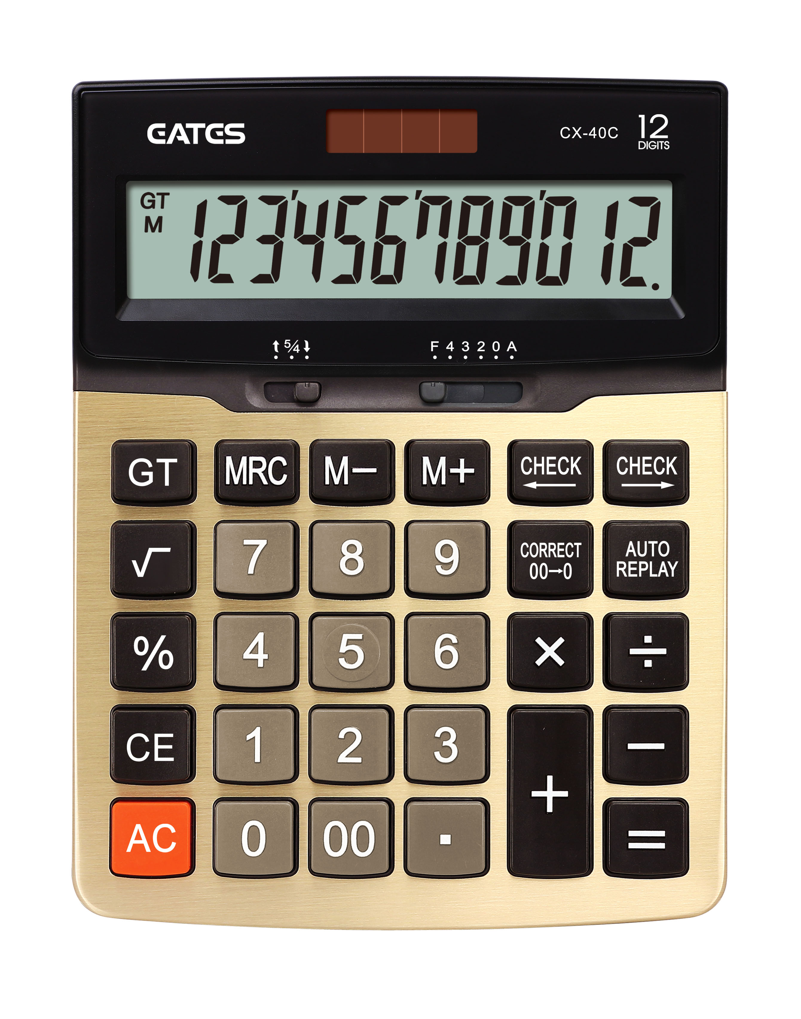 High Quality Golden Electronic Calculator Check & Correct Calculator 12 Digits
